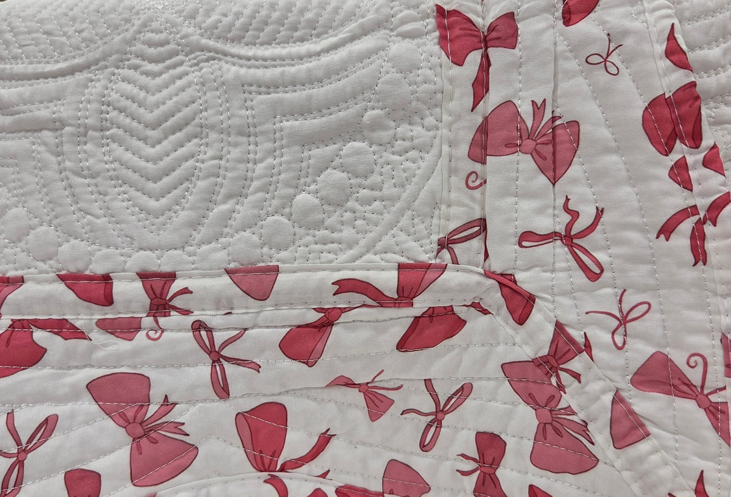 Pink Bows/White Heirloom Quilt