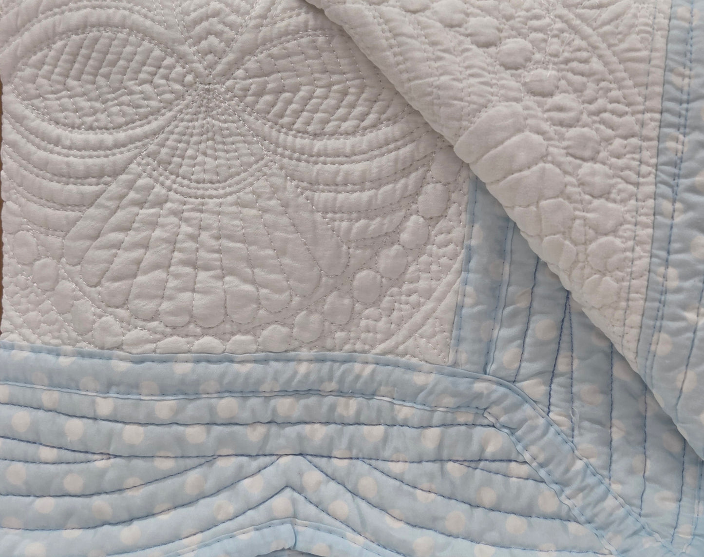 Light Blue Polka Dots/White Heirloom Quilt