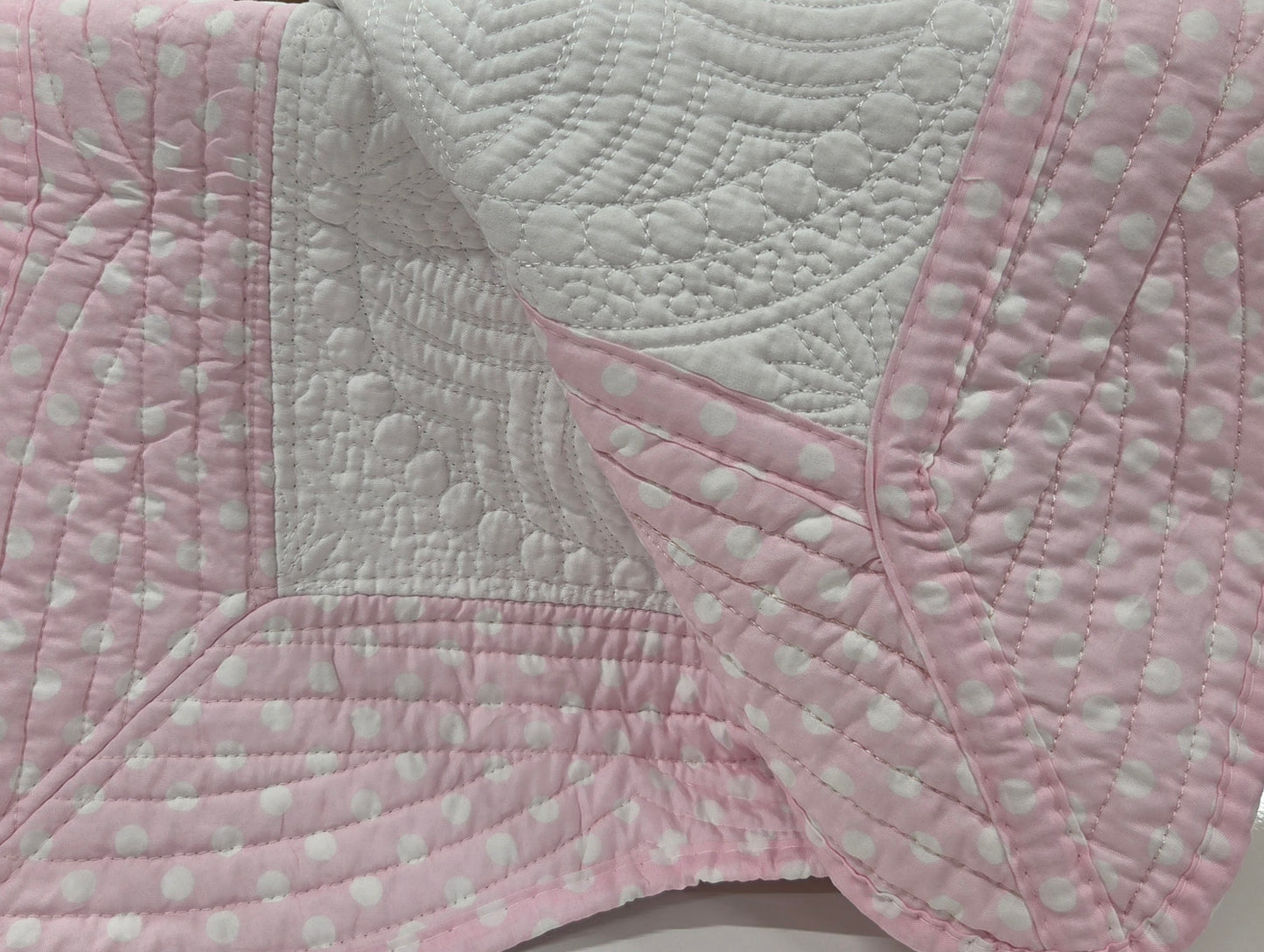Pink Polka Dots/White Heirloom Quilt
